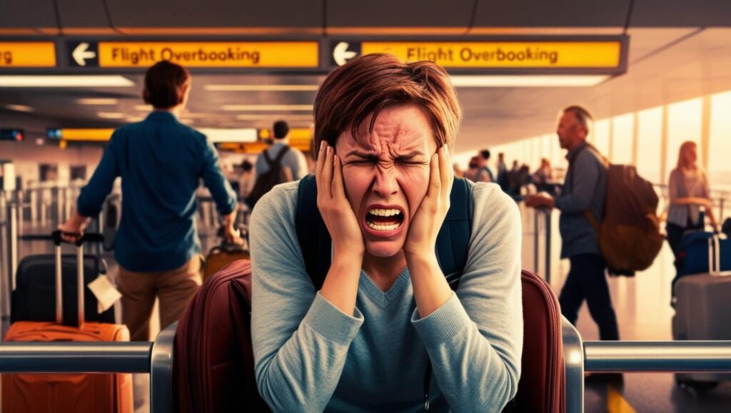 passageiro sofrendo por Overbooking