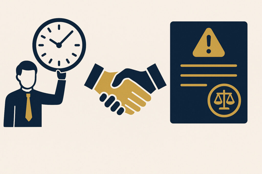 Ilustração representando casos reais de não pagamento de horas extras com elementos jurídicos e trabalhistas