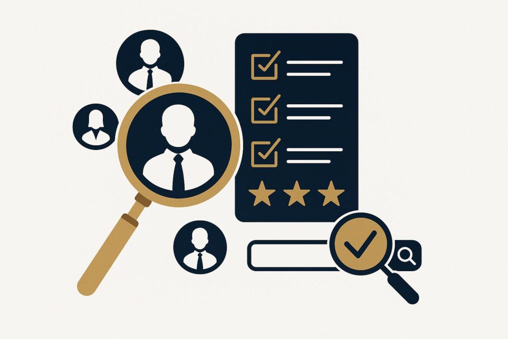 Como escolher o melhor advogado trabalhista - Lupa de análise, checklist de critérios e avaliação profissional