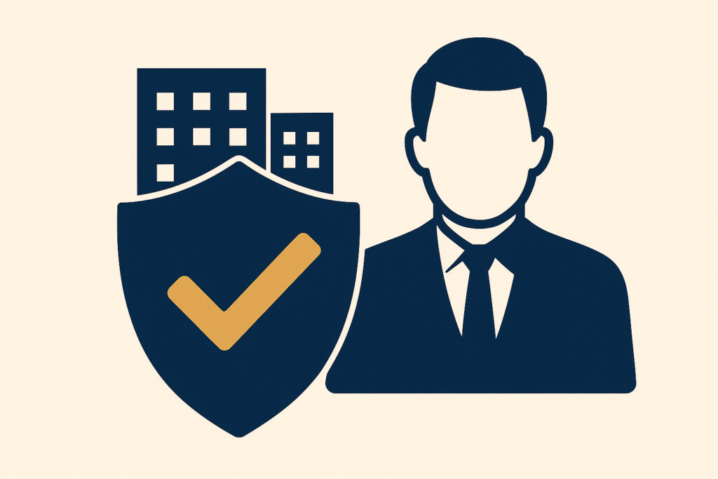 Ilustração simbolizando empresa protegida contra os riscos de manter funcionário sem carteira assinada