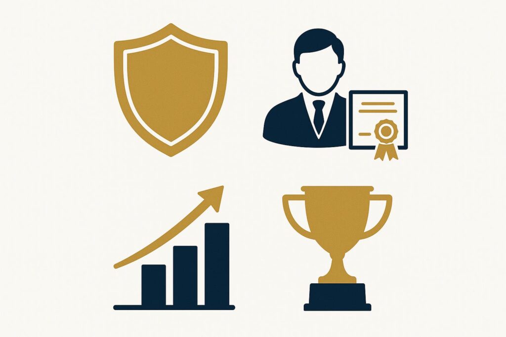 Importância de contratar advogado trabalhista especializado - Escudo de proteção, certificação profissional e gráfico de sucesso