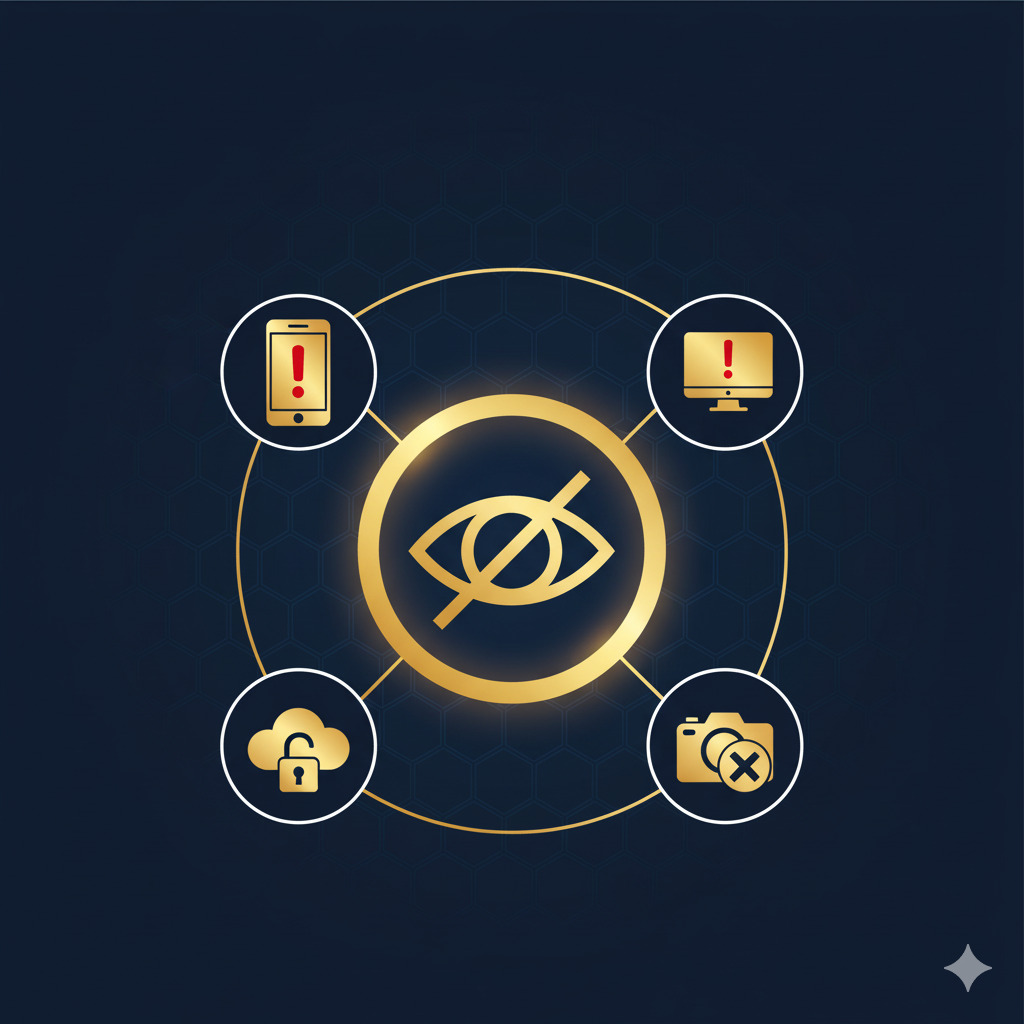 Ilustração conceitual mostrando tipos de conteúdo sexual indevido compartilhado na internet sem consentimento