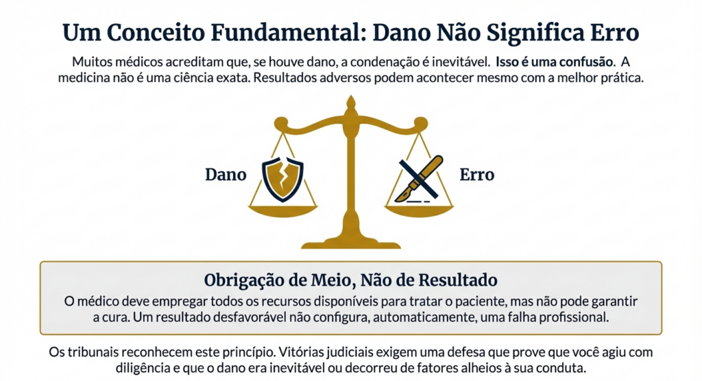 imagem mostrando que dano não significa erro médico